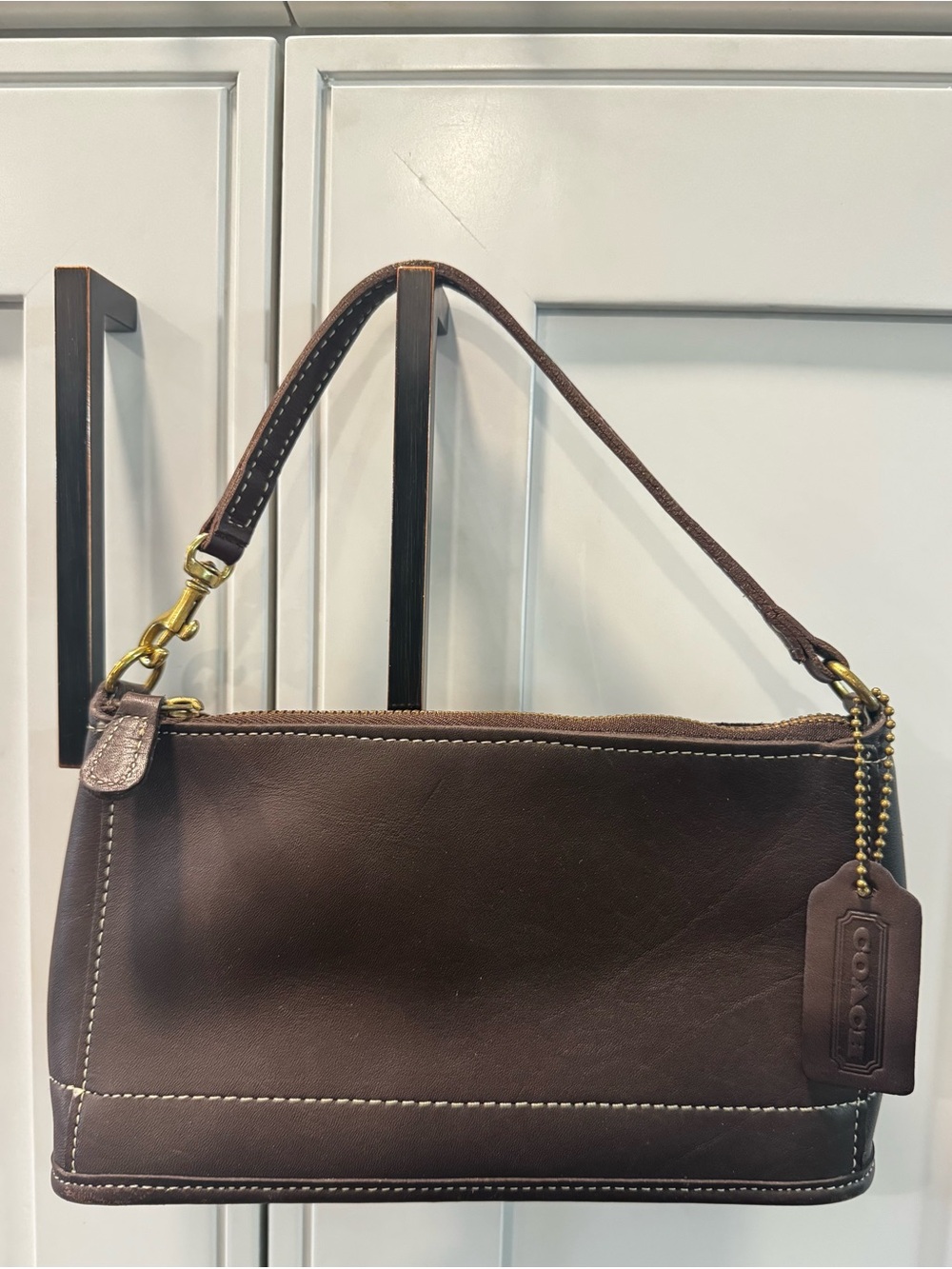Vintage Coach 9311 Chocolate Brown Leather Bleecker Demi Zip Shoulder Bag